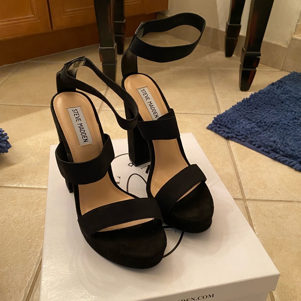 Steve Madden suede strappy heels.